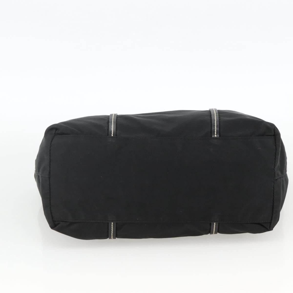 PRADA Hand Bag Nylon Leather Silver Black Auth SW2178