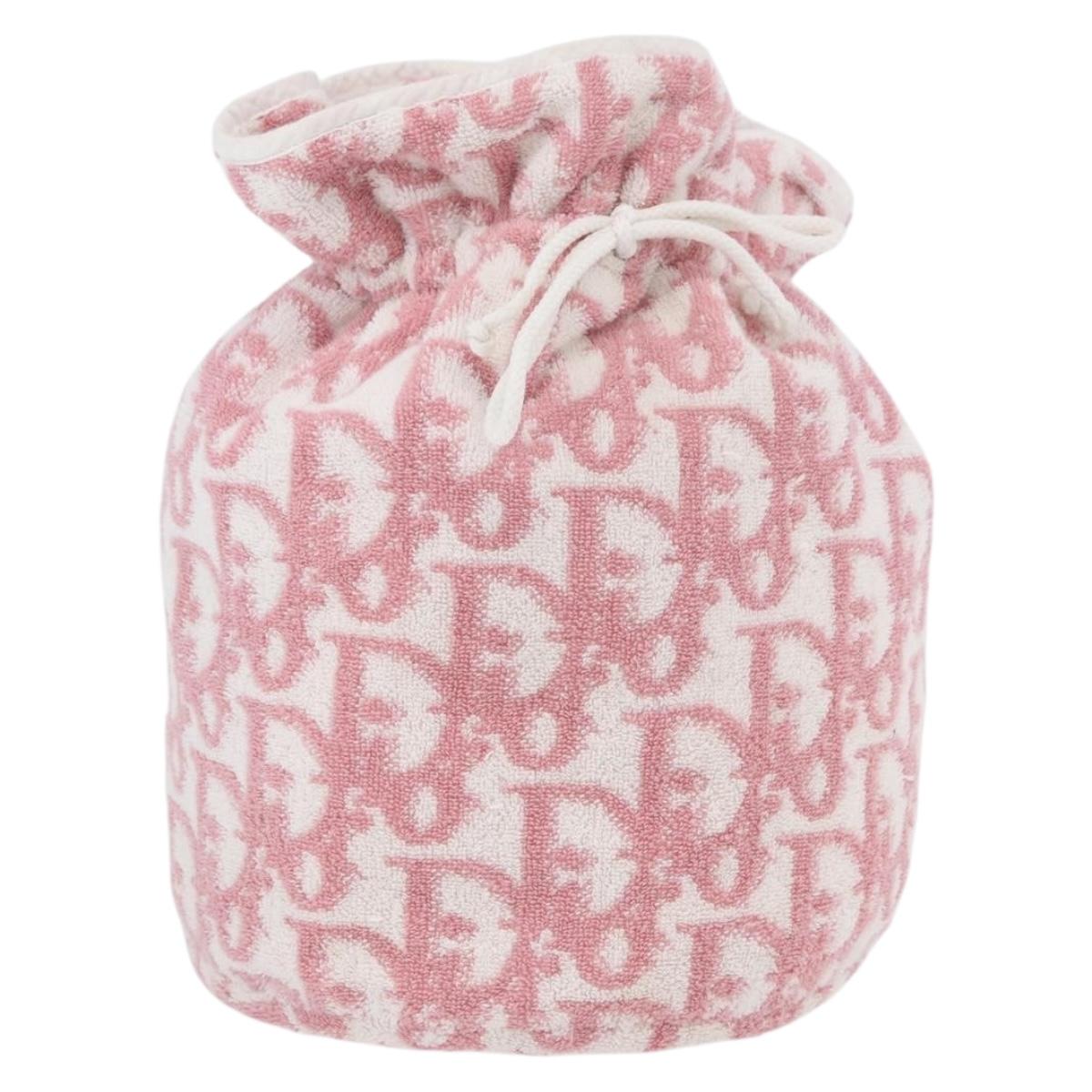 Christian Dior Trotter Canvas Purse Hand Bag pile Pink Auth SW2186A