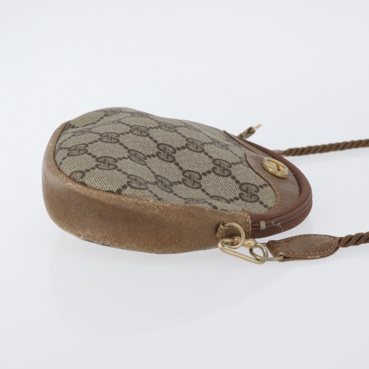 GUCCI GG Supreme Shoulder Bag PVC Beige Gold Auth SW2190