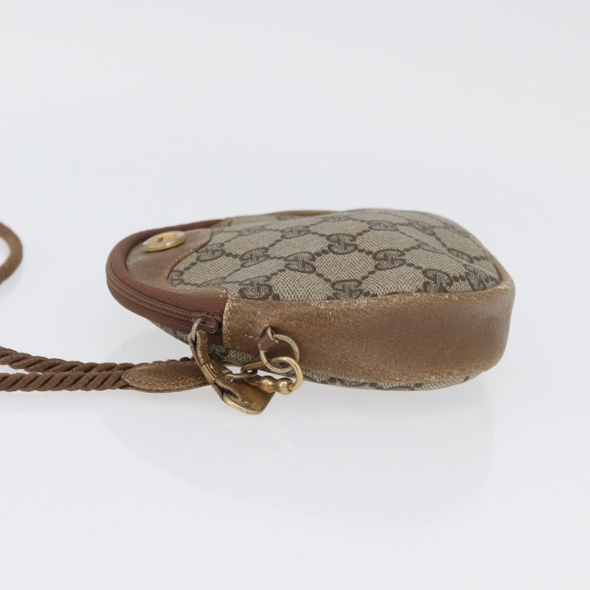 GUCCI GG Supreme Shoulder Bag PVC Beige Gold Auth SW2190
