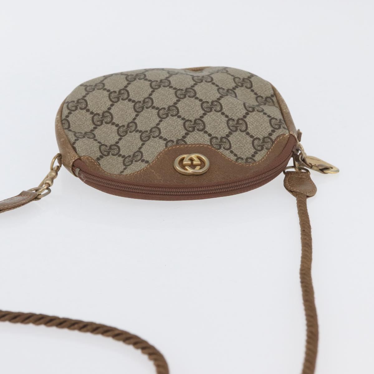 GUCCI GG Supreme Shoulder Bag PVC Beige Gold Auth SW2190