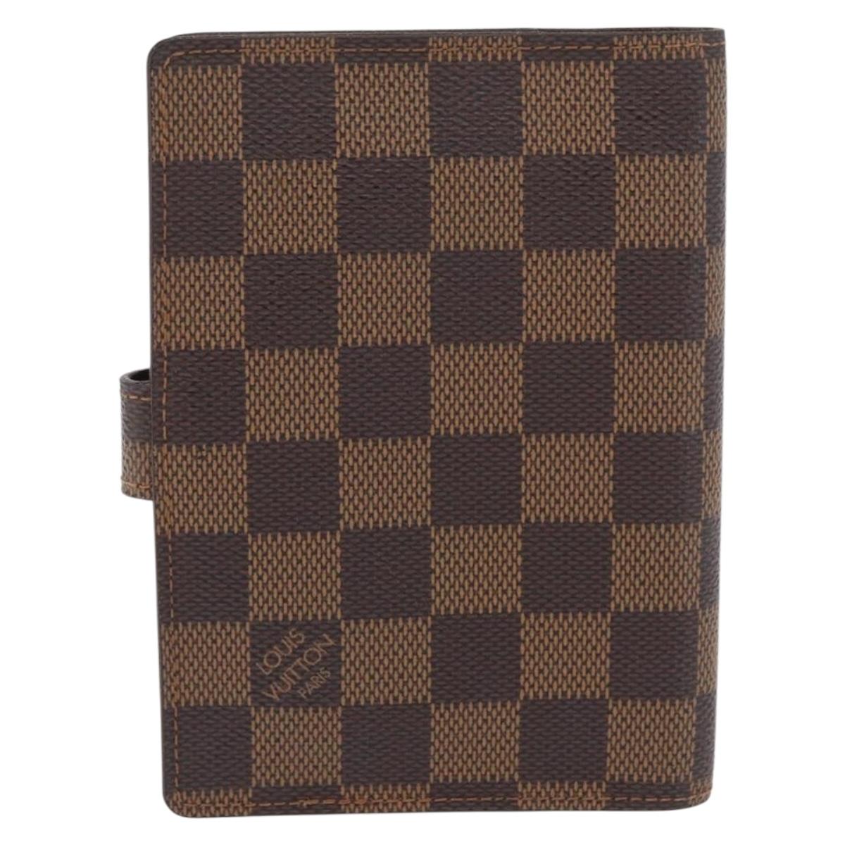 LOUIS VUITTON Damier Ebene Agenda PM Day Planner Cover R20700 LV Auth SW2194