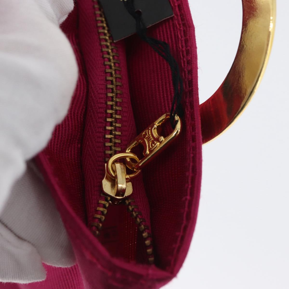 CELINE Circle Pouch Nylon Pink Gold Auth SW2195A
