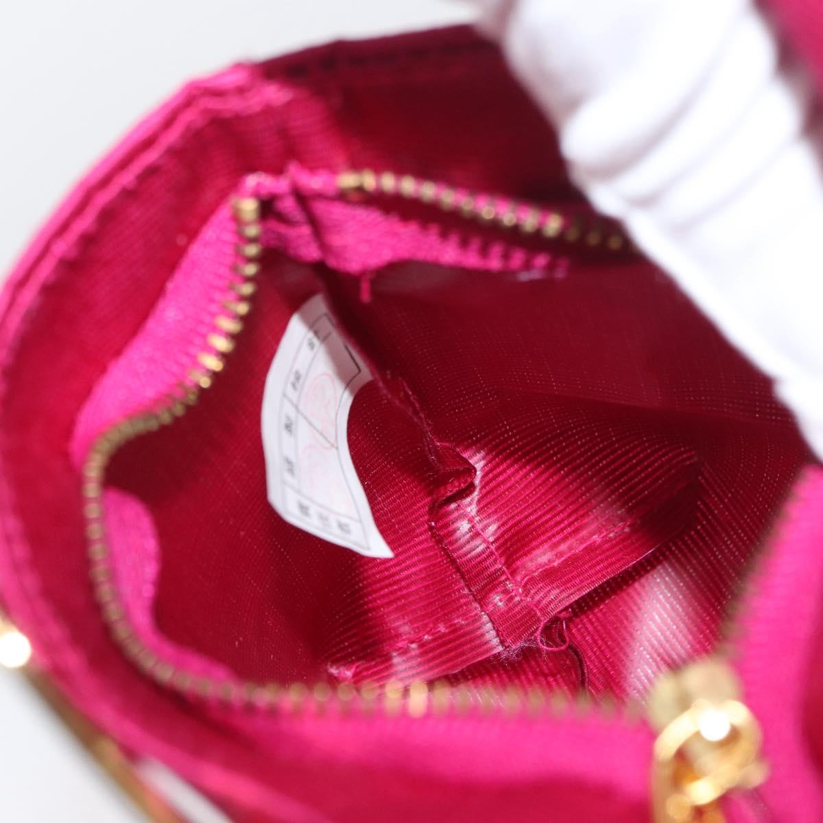 CELINE Circle Pouch Nylon Pink Gold Auth SW2195A