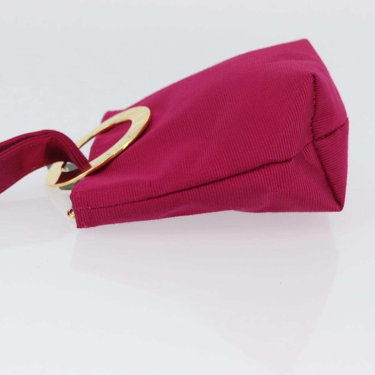 CELINE Circle Pouch Nylon Pink Gold Auth SW2195A