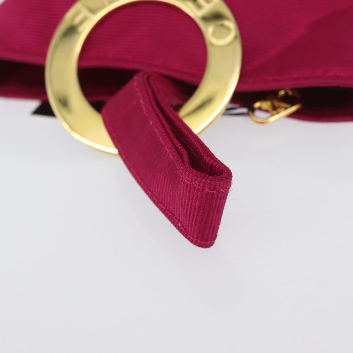 CELINE Circle Pouch Nylon Pink Gold Auth SW2195A
