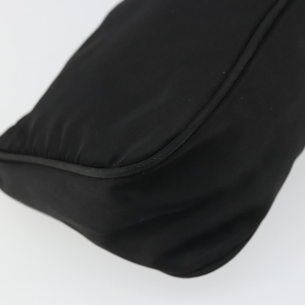 PRADA Hand Pouch Nylon Black Silver Auth SW2198