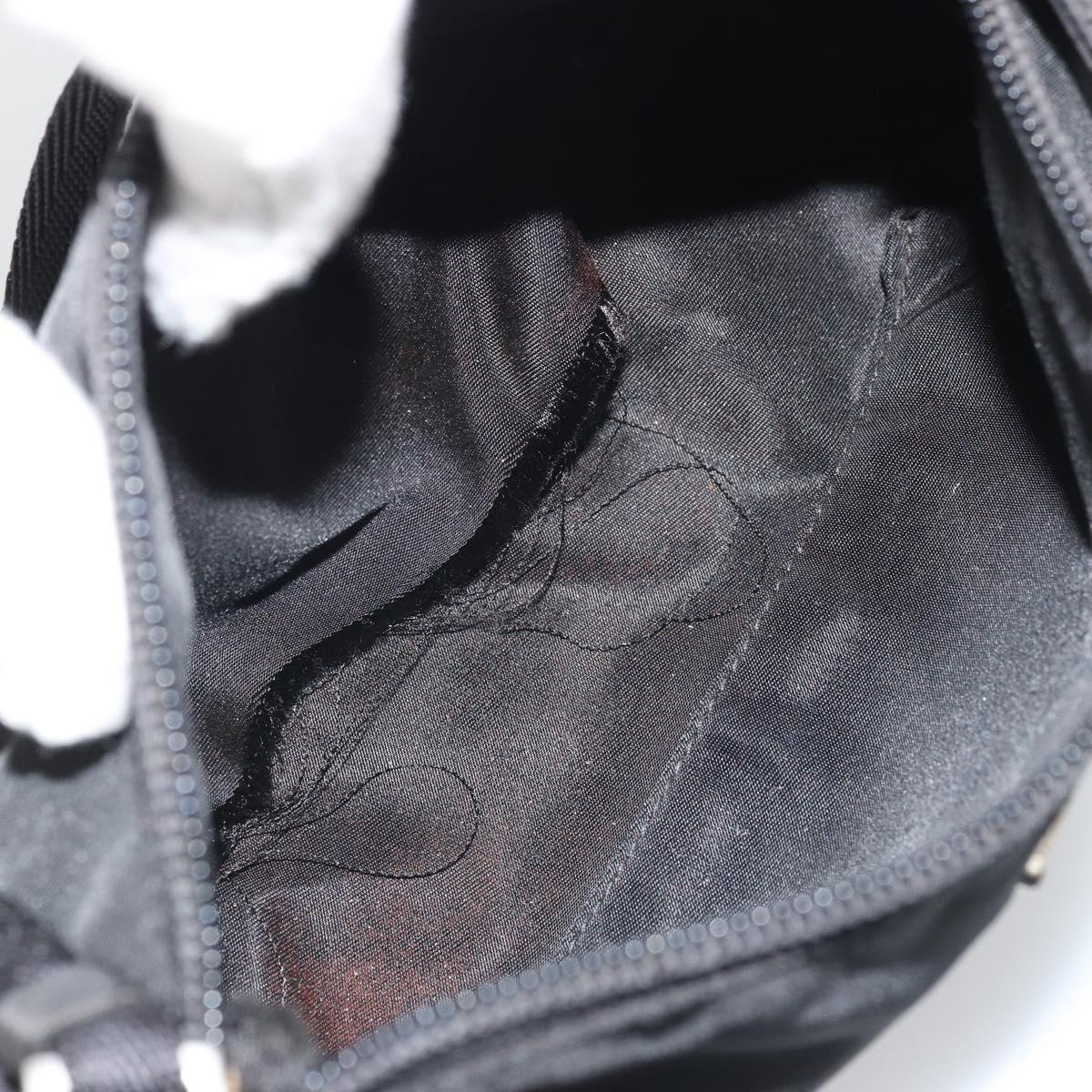 PRADA Hand Pouch Nylon Black Silver Auth SW2198