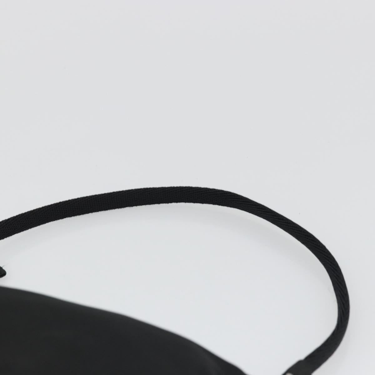 PRADA Hand Pouch Nylon Black Silver Auth SW2198
