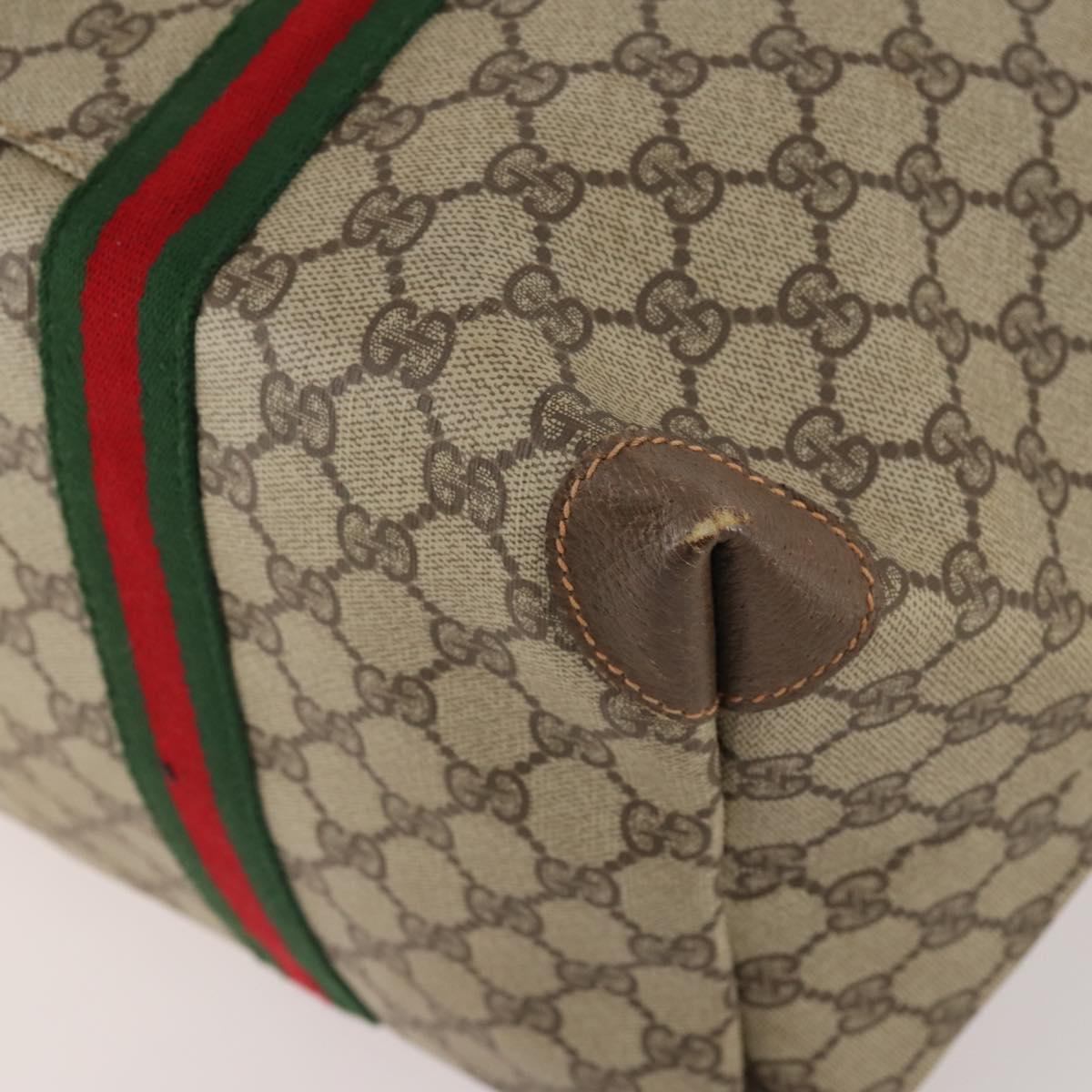 GUCCI GG Supreme Web Sherry Line Bag PVC Beige Red 012 39 6211 9411 Auth SW2202A