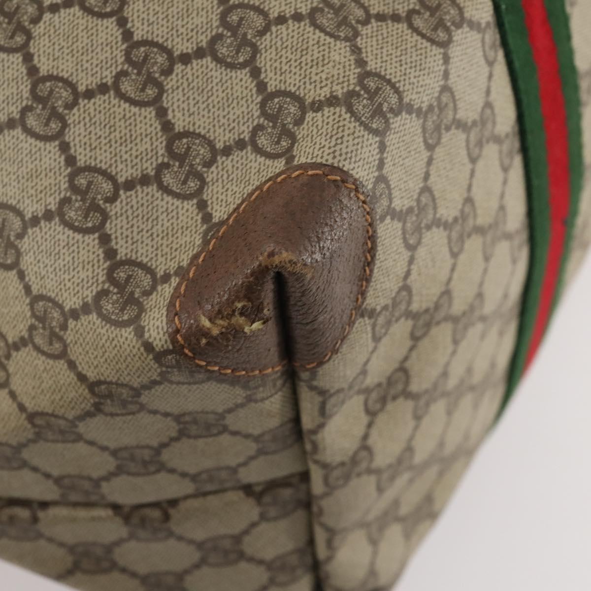 GUCCI GG Supreme Web Sherry Line Bag PVC Beige Red 012 39 6211 9411 Auth SW2202A