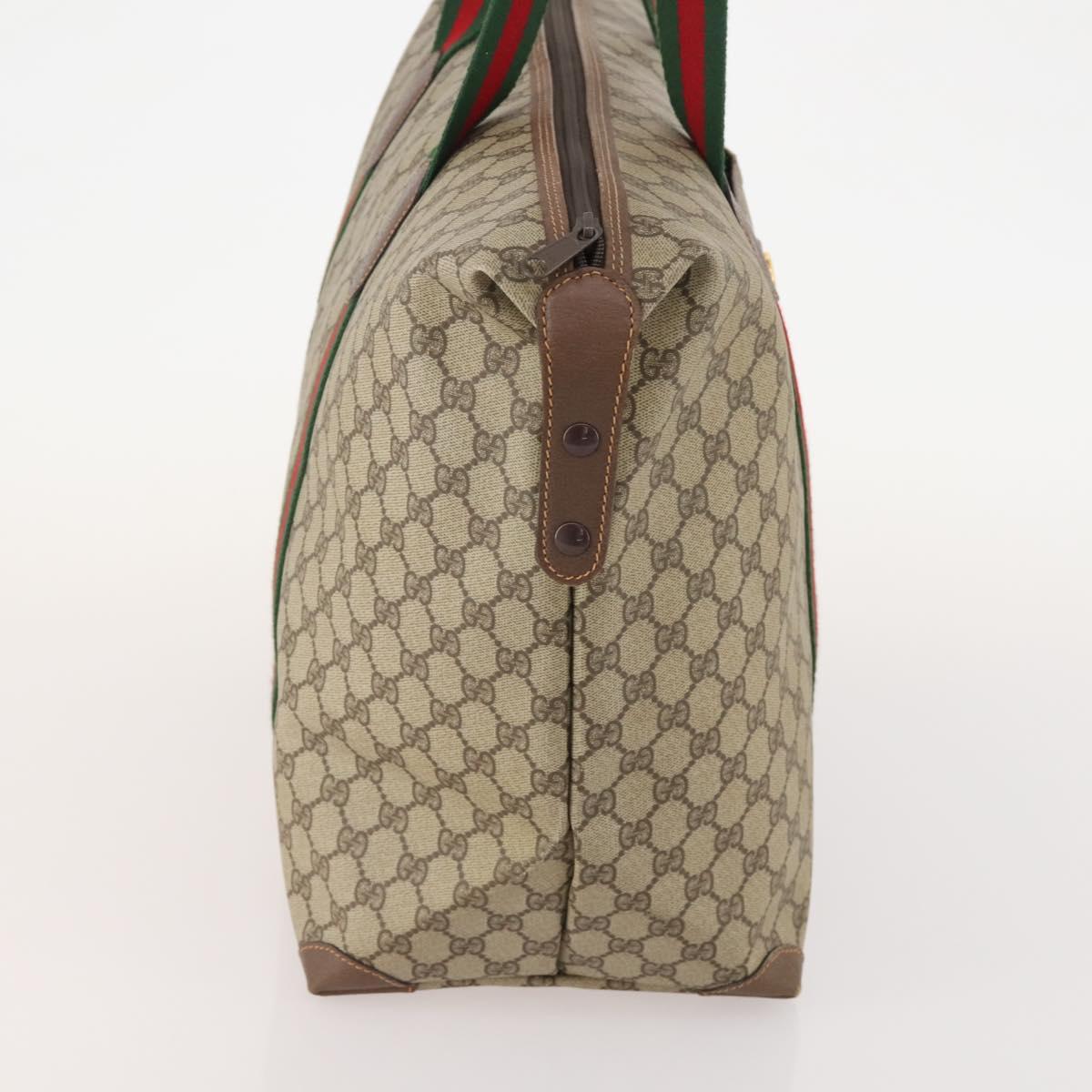 GUCCI GG Supreme Web Sherry Line Bag PVC Beige Red 012 39 6211 9411 Auth SW2202A