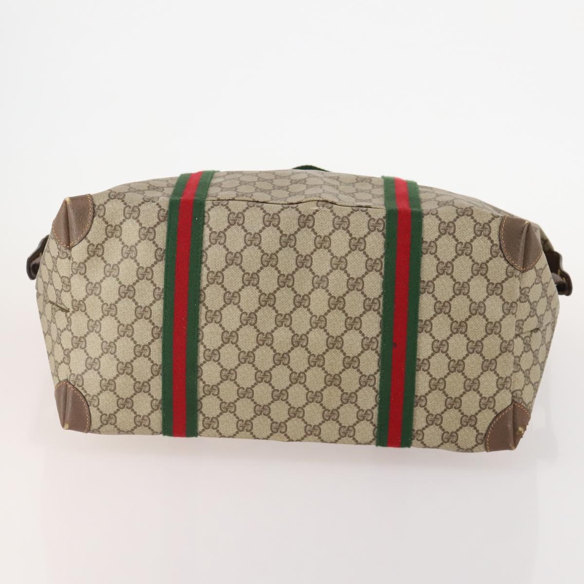 GUCCI GG Supreme Web Sherry Line Bag PVC Beige Red 012 39 6211 9411 Auth SW2202A