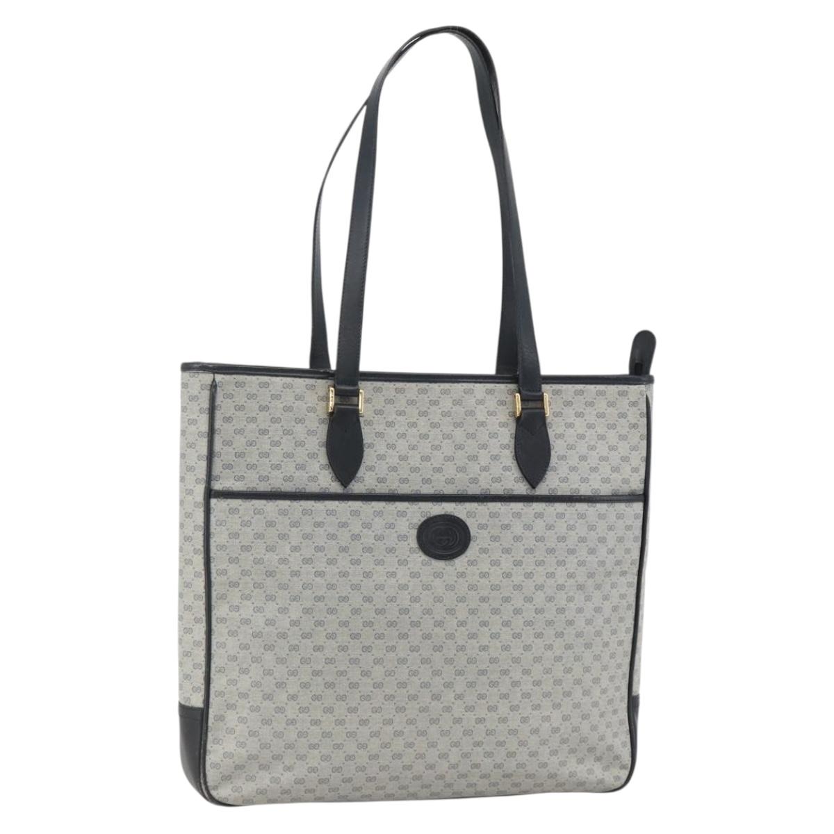 GUCCI Micro GG Supreme Tote Bag PVC Navy Gold 002 39 0149 Auth SW2203