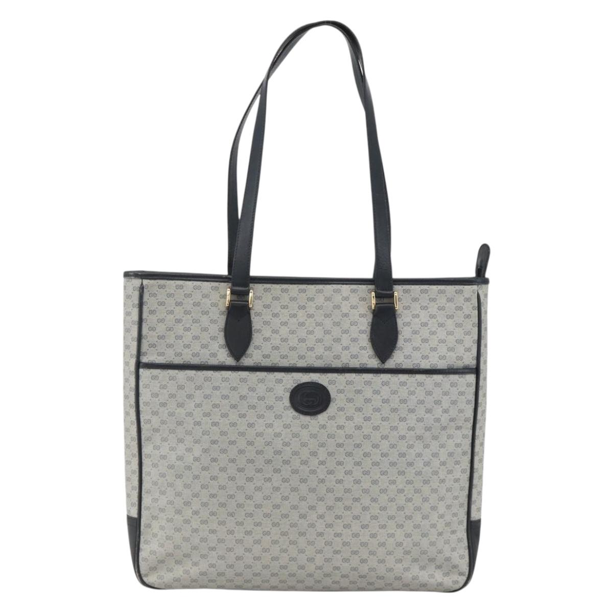 GUCCI Micro GG Supreme Tote Bag PVC Navy Gold 002 39 0149 Auth SW2203