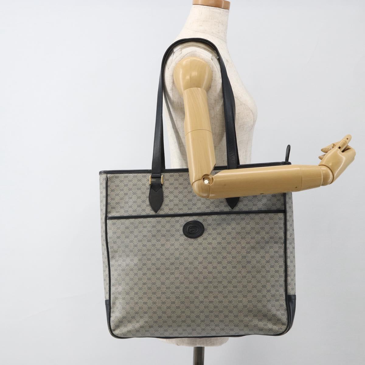 GUCCI Micro GG Supreme Tote Bag PVC Navy Gold 002 39 0149 Auth SW2203