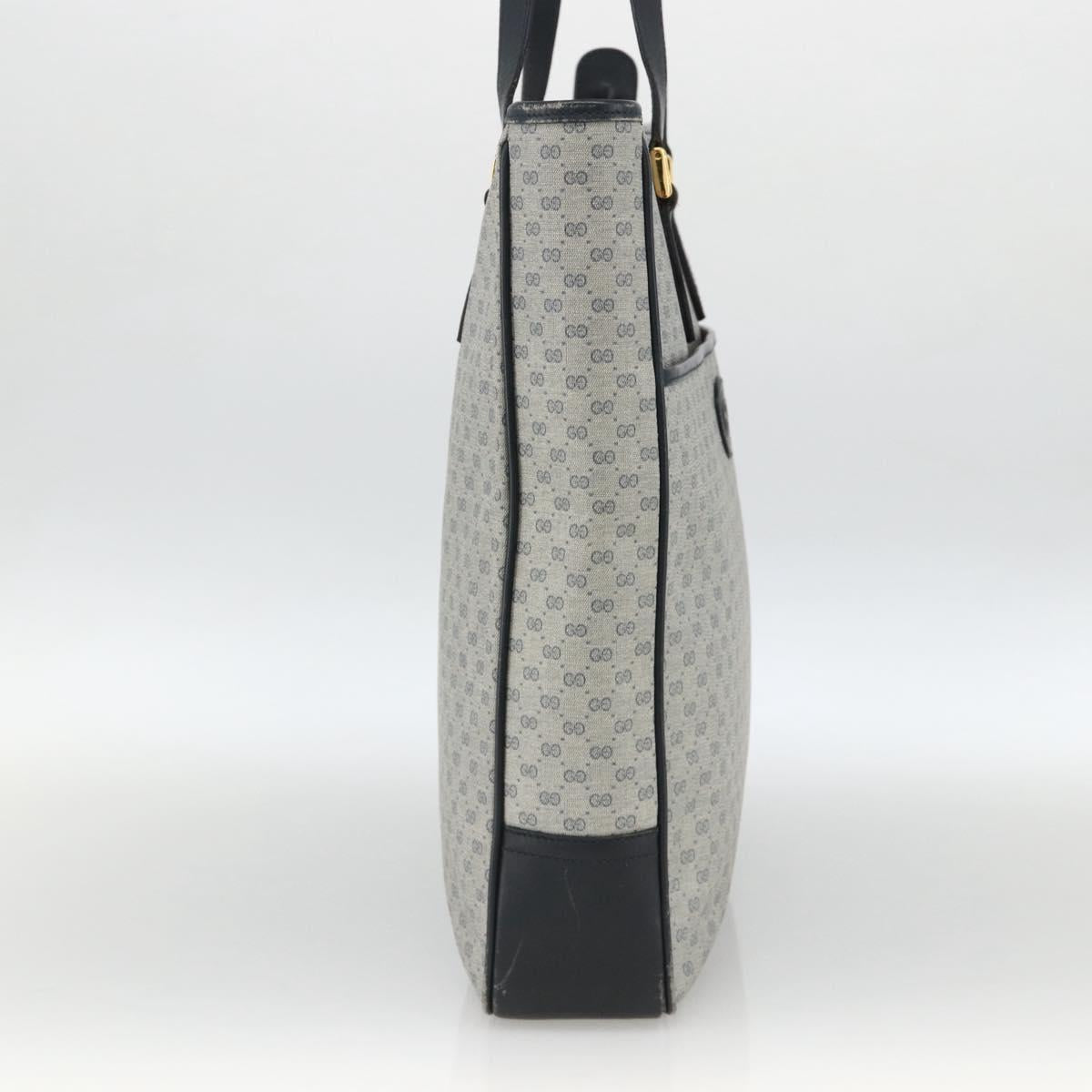GUCCI Micro GG Supreme Tote Bag PVC Navy Gold 002 39 0149 Auth SW2203