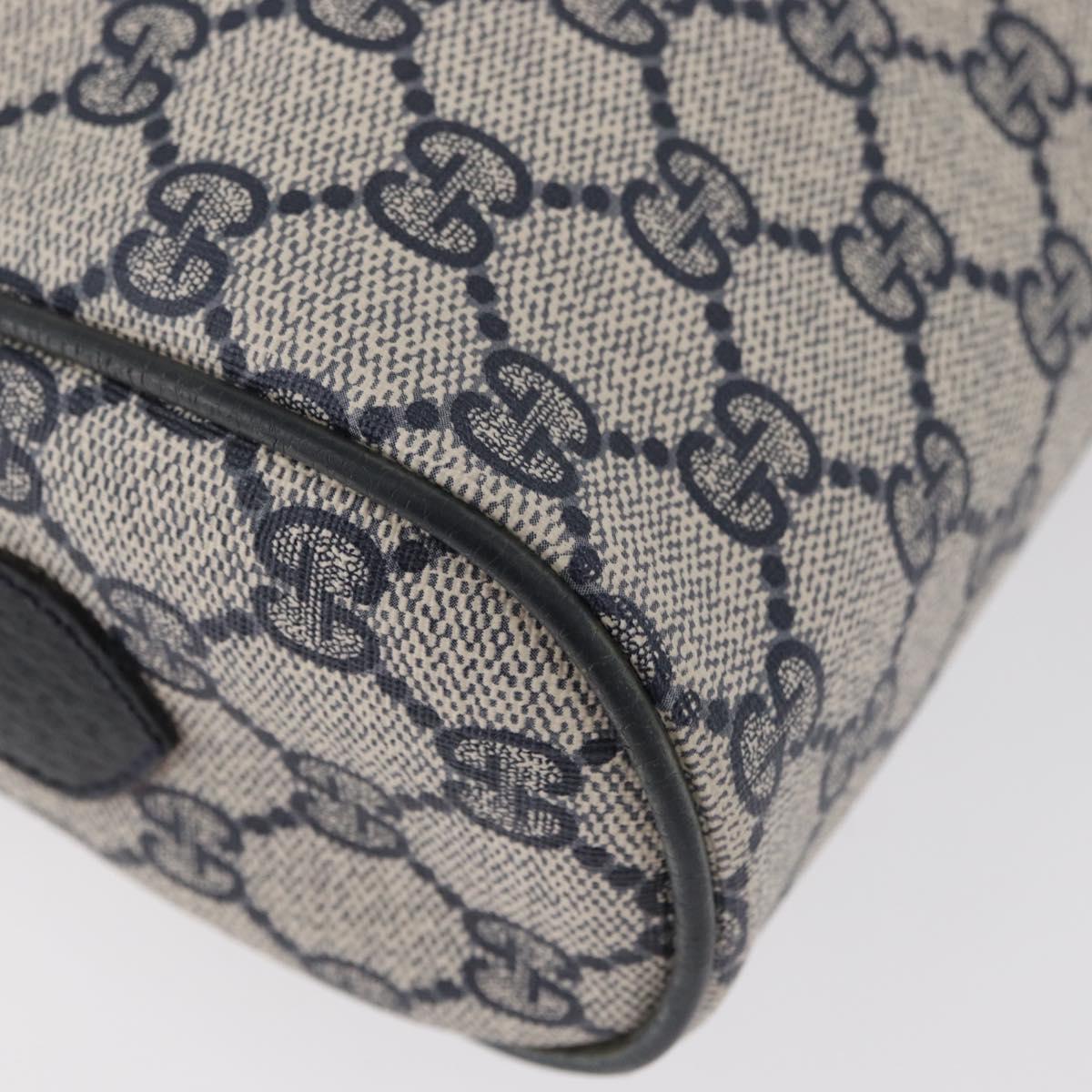 GUCCI GG Supreme Sherry Line Bag PVC Navy Gold Red 68 02 005 Auth SW2204