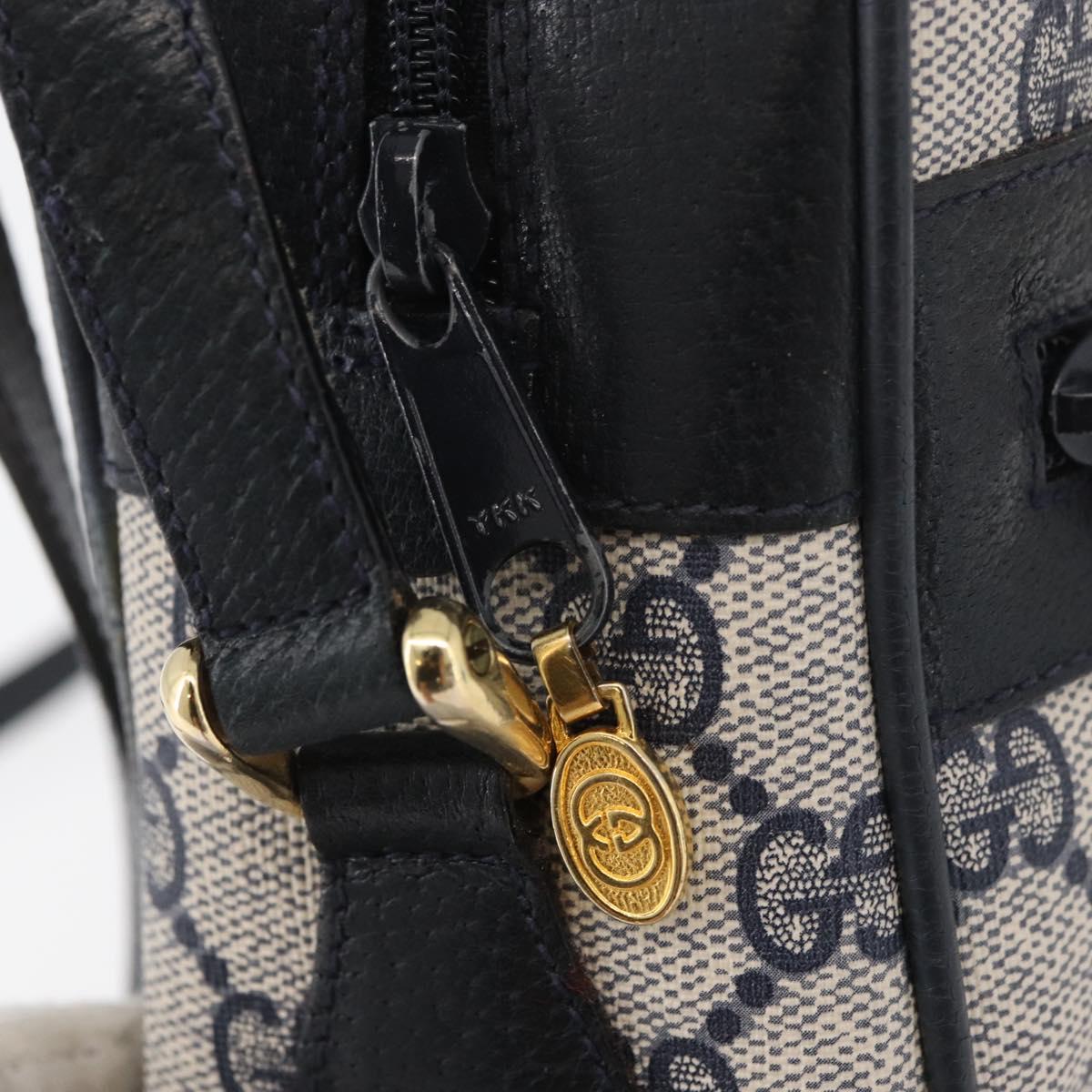 GUCCI GG Supreme Sherry Line Bag PVC Navy Gold Red 68 02 005 Auth SW2204