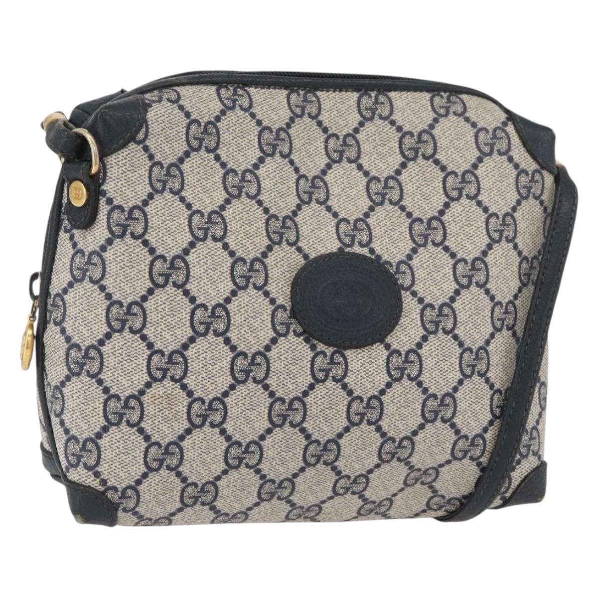 GUCCI GG Supreme Shoulder Bag PVC Navy Gold 007 58 0093 Auth SW2206