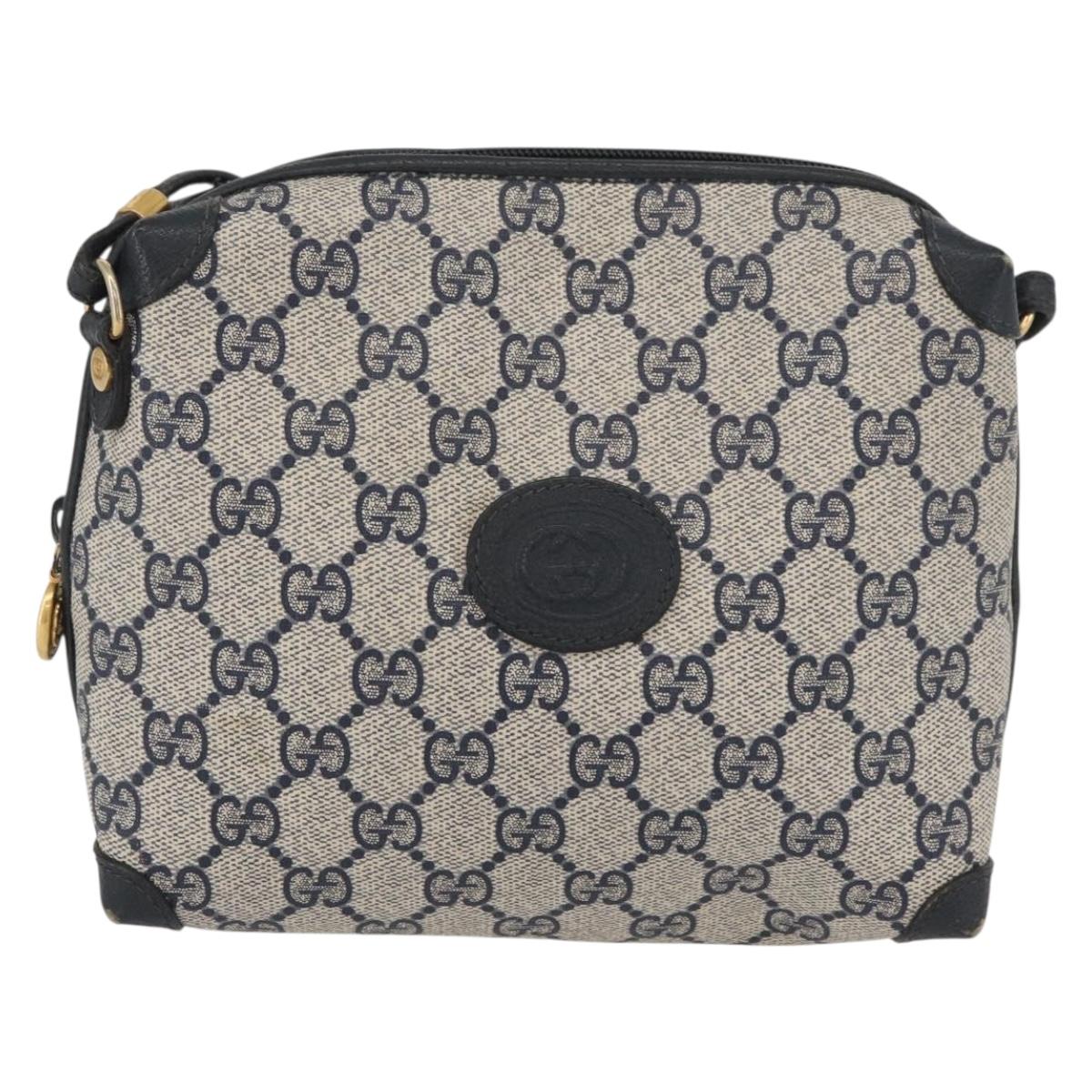 GUCCI GG Supreme Shoulder Bag PVC Navy Gold 007 58 0093 Auth SW2206