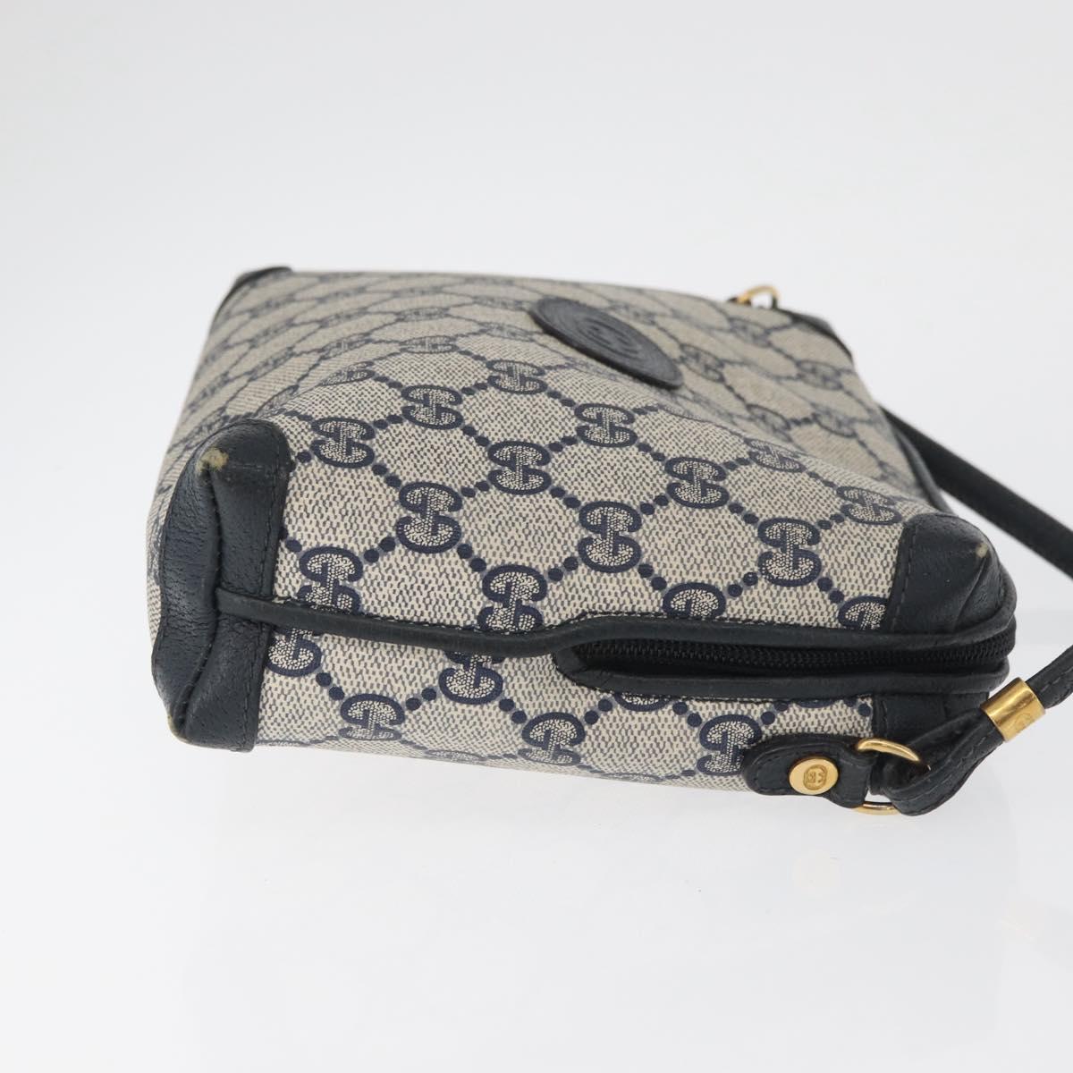 GUCCI GG Supreme Shoulder Bag PVC Navy Gold 007 58 0093 Auth SW2206