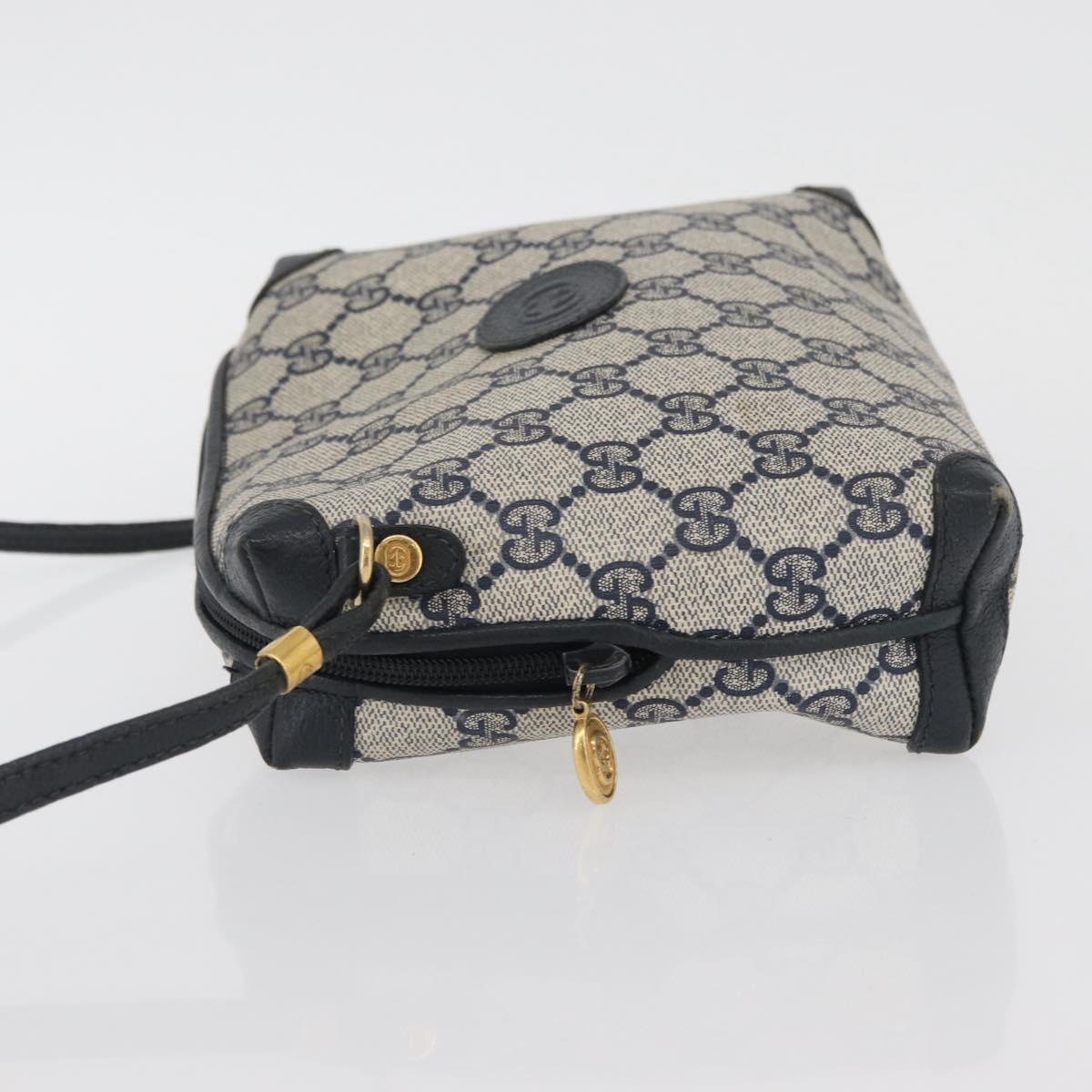 GUCCI GG Supreme Shoulder Bag PVC Navy Gold 007 58 0093 Auth SW2206