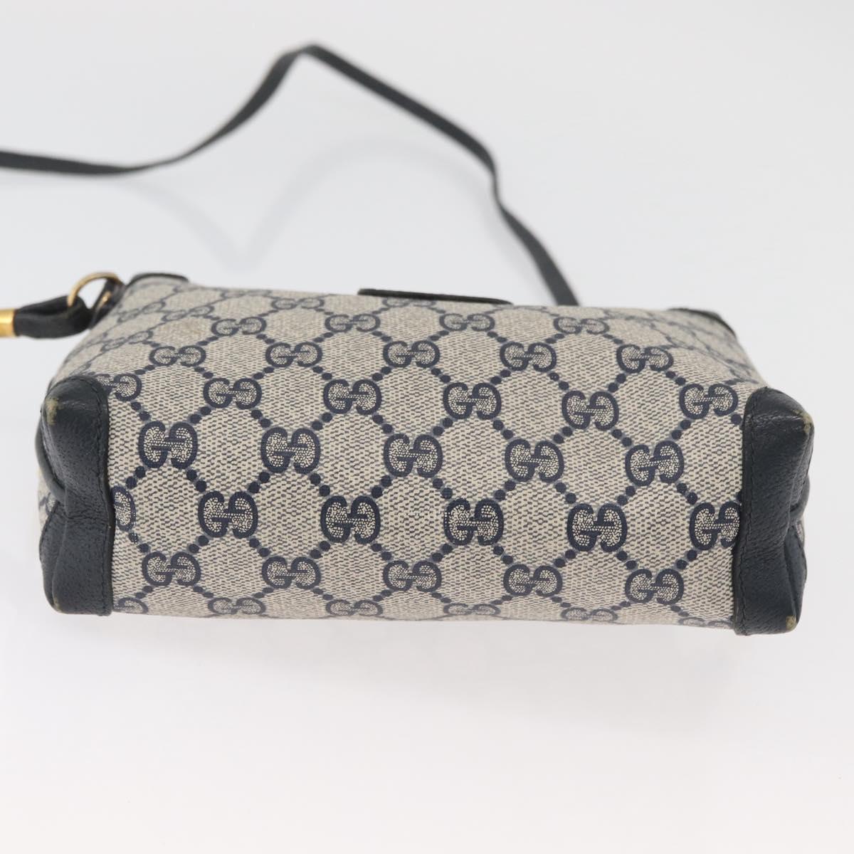 GUCCI GG Supreme Shoulder Bag PVC Navy Gold 007 58 0093 Auth SW2206