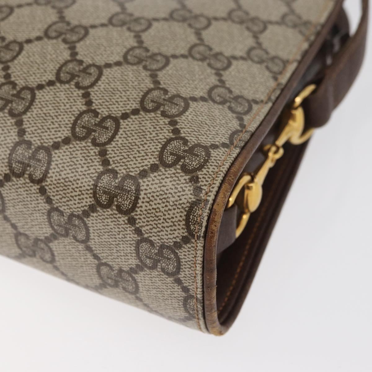 GUCCI GG Supreme Shoulder Bag PVC Beige Gold Auth SW2211