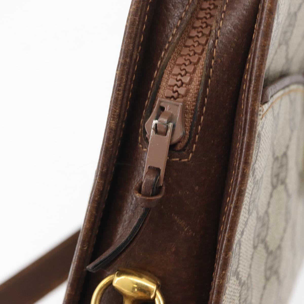 GUCCI GG Supreme Shoulder Bag PVC Beige Gold Auth SW2211