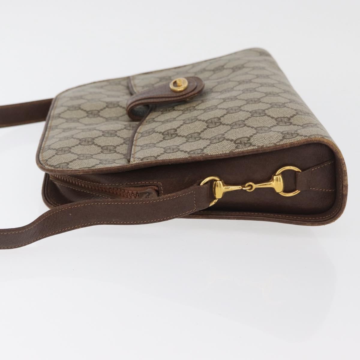 GUCCI GG Supreme Shoulder Bag PVC Beige Gold Auth SW2211