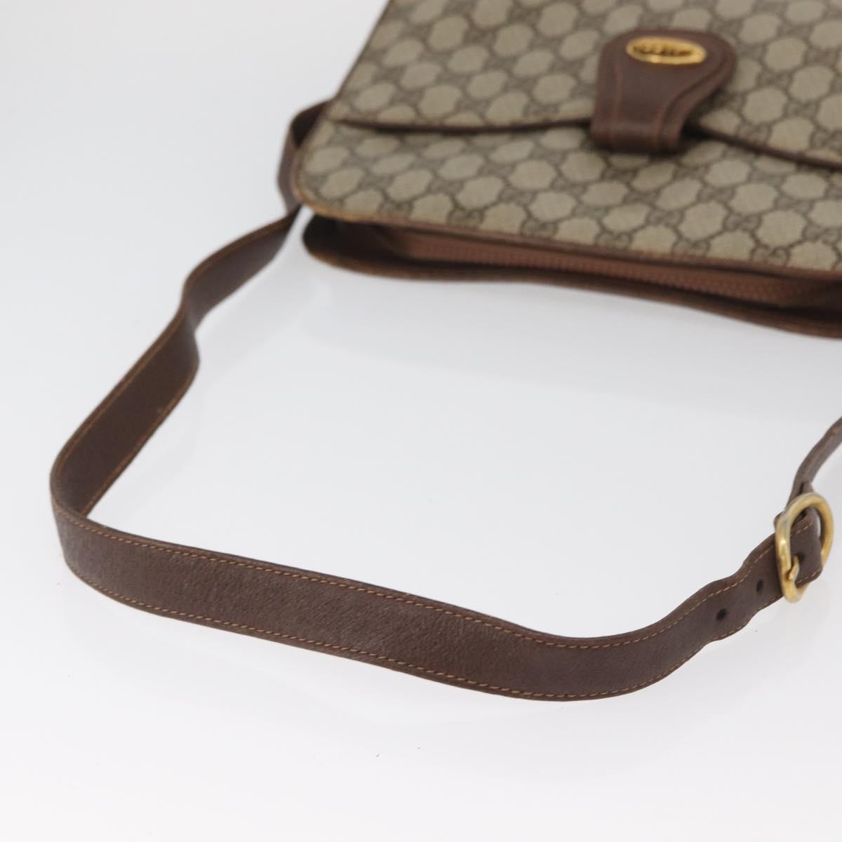 GUCCI GG Supreme Shoulder Bag PVC Beige Gold Auth SW2211