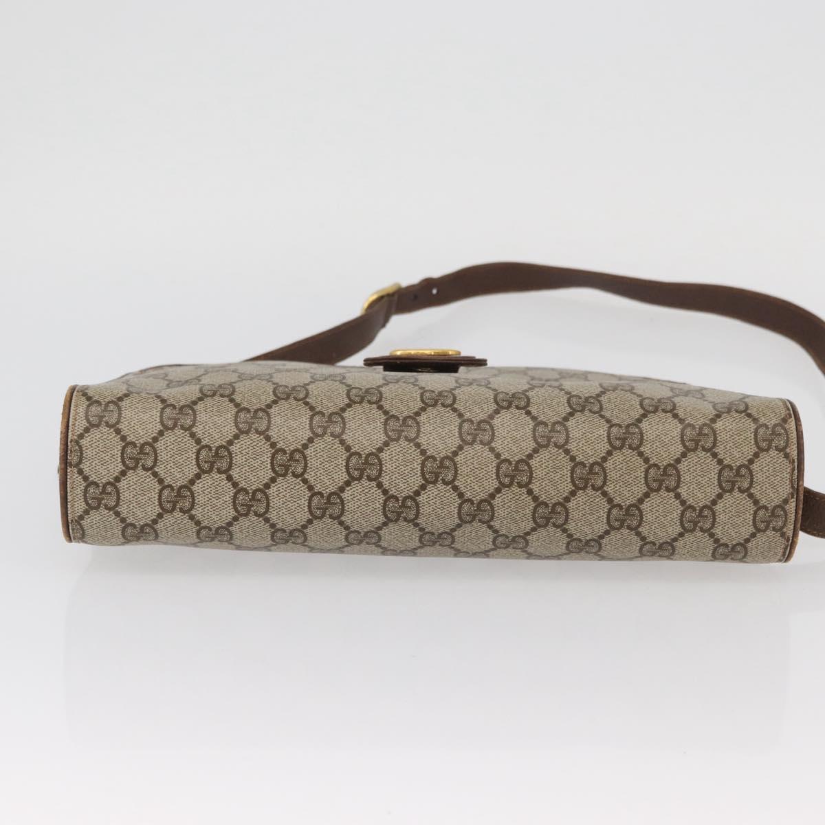 GUCCI GG Supreme Shoulder Bag PVC Beige Gold Auth SW2211