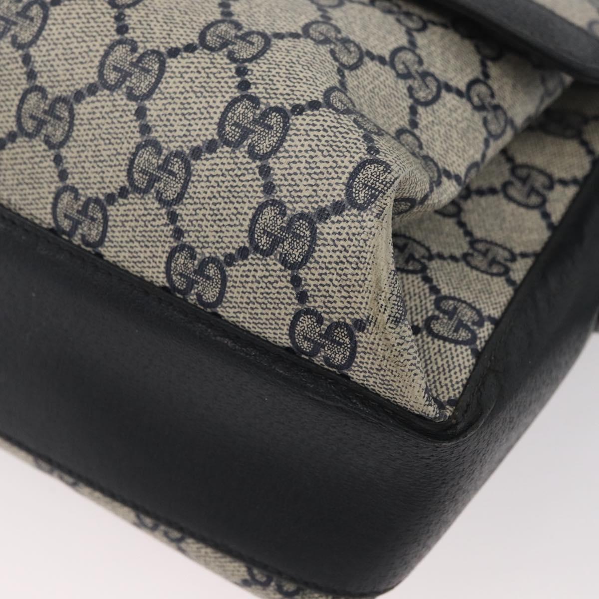GUCCI GG Supreme Sherry Line Bag PVC Navy Gold Red 904 02 084 Auth SW2212
