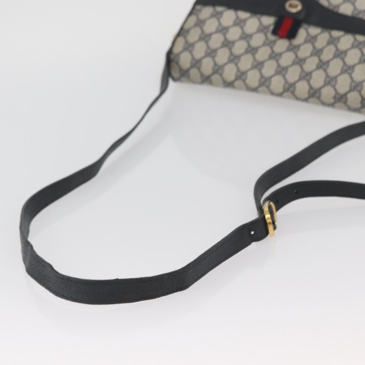 GUCCI GG Supreme Sherry Line Bag PVC Navy Gold Red 904 02 084 Auth SW2212