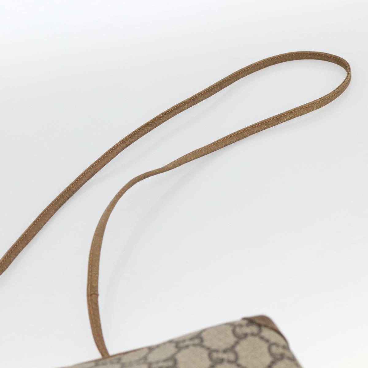GUCCI GG Plus Supreme Shoulder Bag PVC Beige Gold Auth SW2213