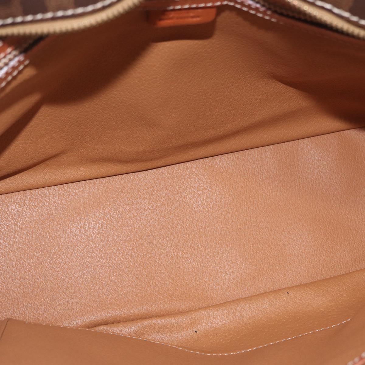 CELINE Macadam Canvas Tote Bag PVC Leather Brown Gold Auth SW2215A