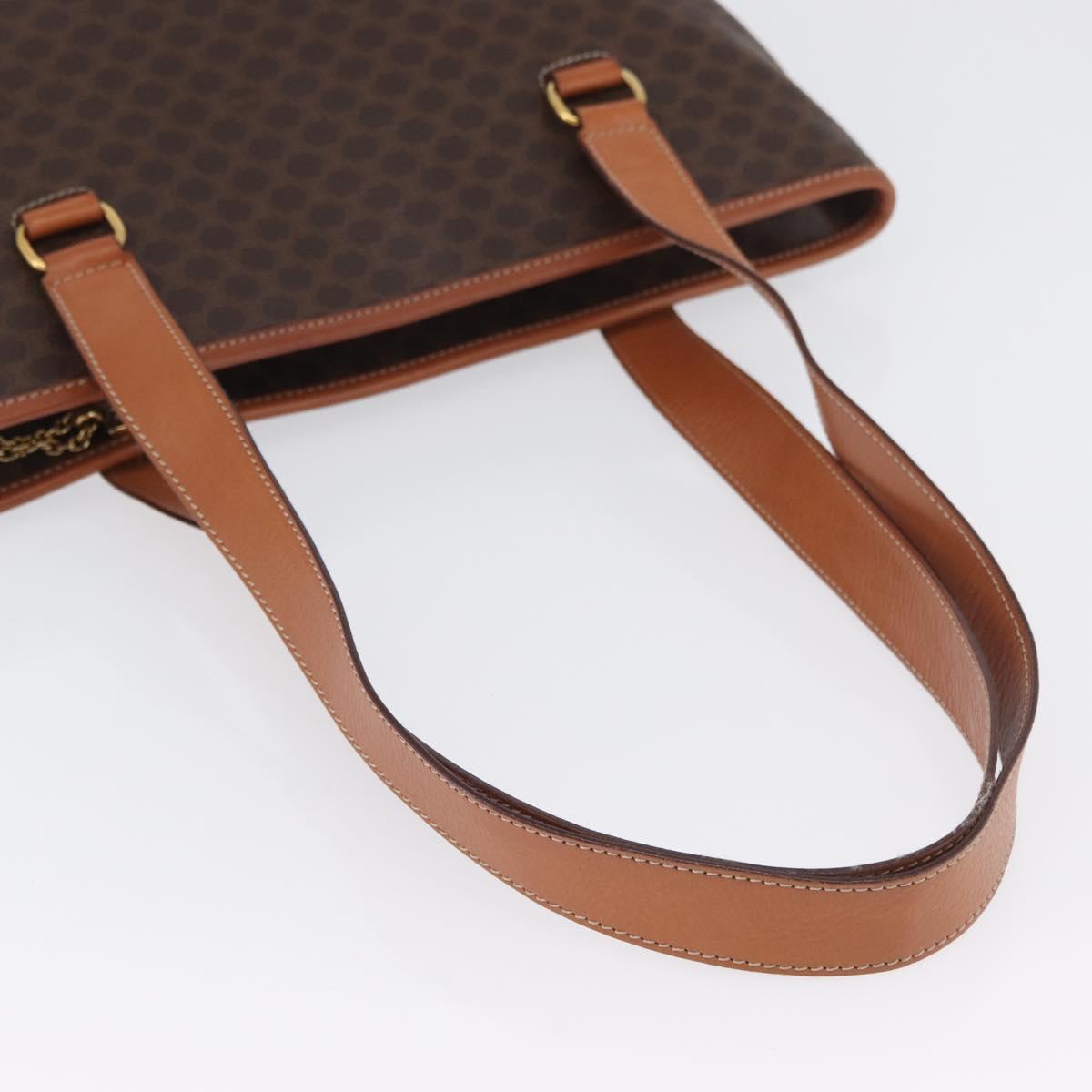 CELINE Macadam Canvas Tote Bag PVC Leather Brown Gold Auth SW2215A