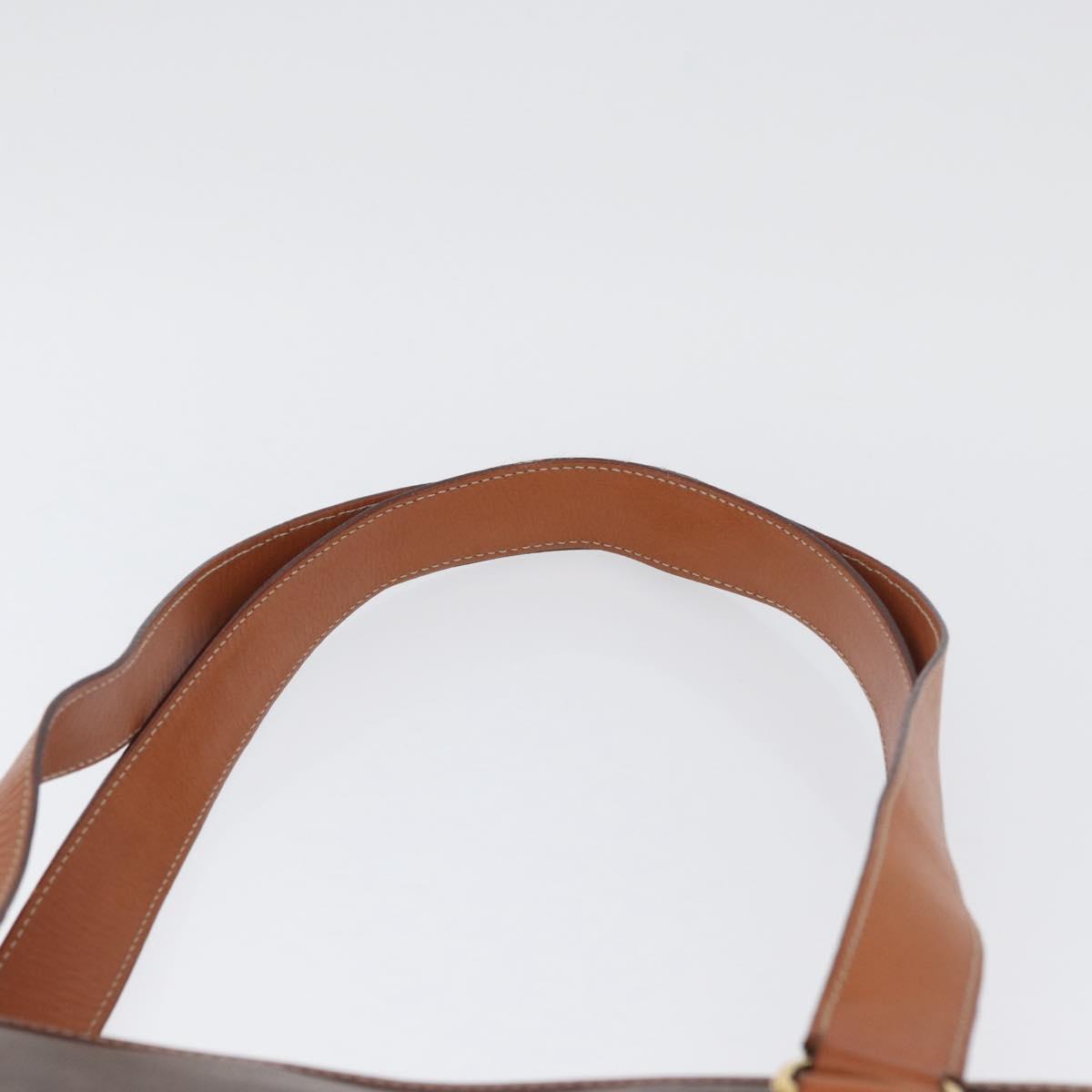 CELINE Macadam Canvas Tote Bag PVC Leather Brown Gold Auth SW2215A