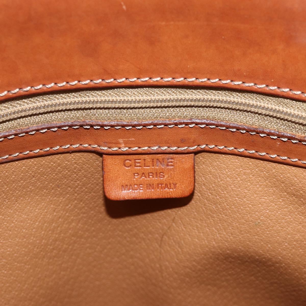 CELINE Macadam Canvas Hand Bag PVC Leather Brown Gold Auth SW2216