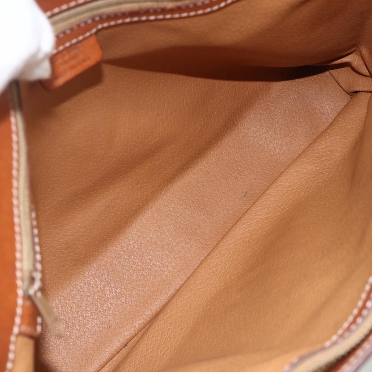CELINE Macadam Canvas Hand Bag PVC Leather Brown Gold Auth SW2216