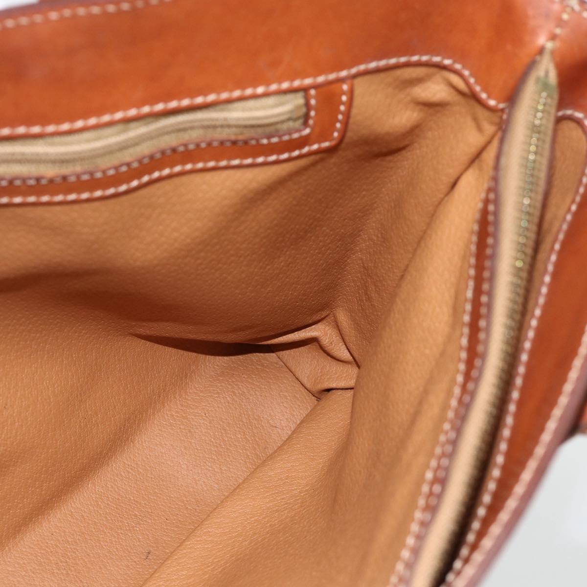 CELINE Macadam Canvas Hand Bag PVC Leather Brown Gold Auth SW2216
