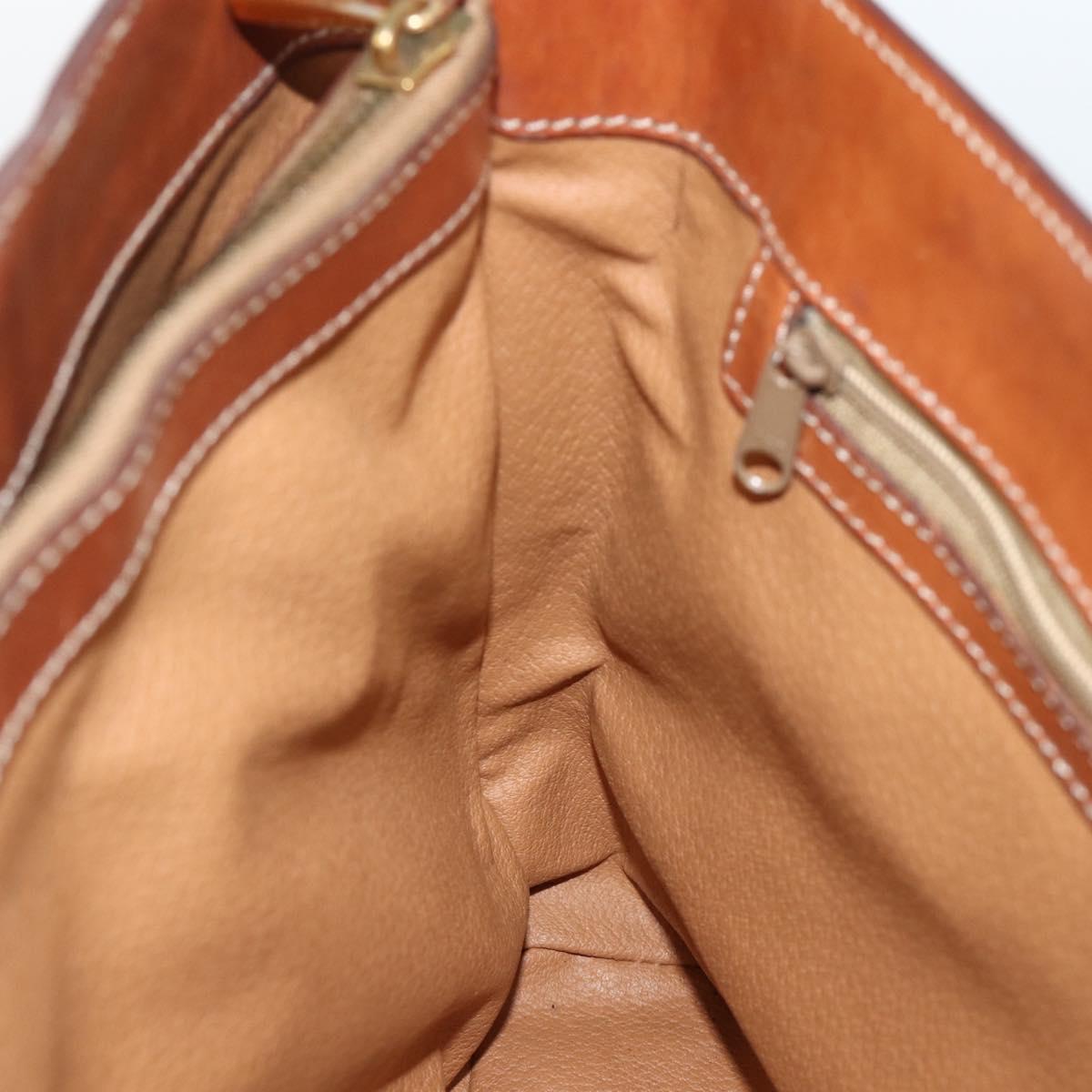 CELINE Macadam Canvas Hand Bag PVC Leather Brown Gold Auth SW2216