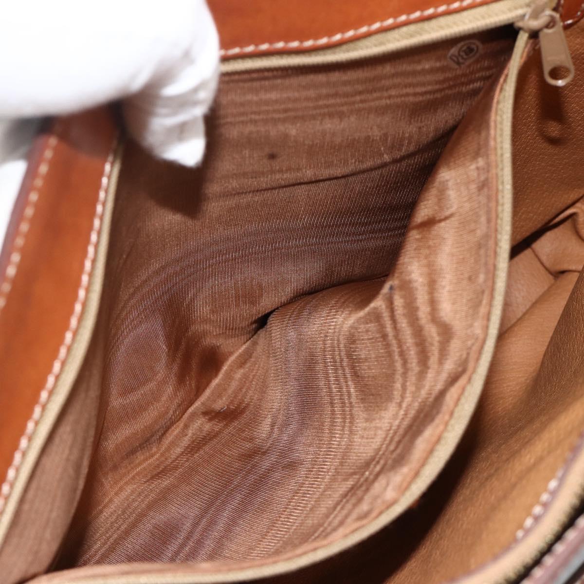 CELINE Macadam Canvas Hand Bag PVC Leather Brown Gold Auth SW2216