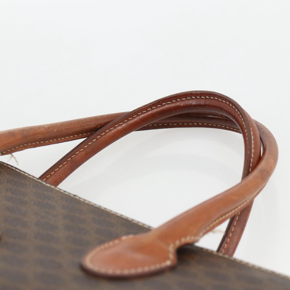 CELINE Macadam Canvas Hand Bag PVC Leather Brown Gold Auth SW2216