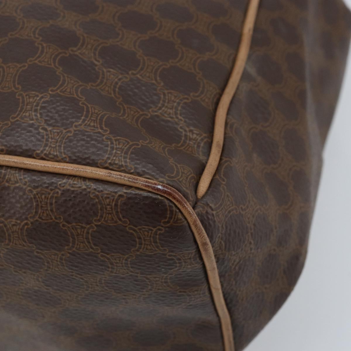 CELINE Macadam Canvas Backpack PVC Leather Brown Gold Auth SW2219