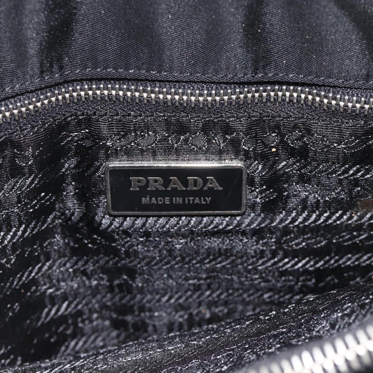 PRADA Hand Bag Nylon Black Silver Auth SW2225A