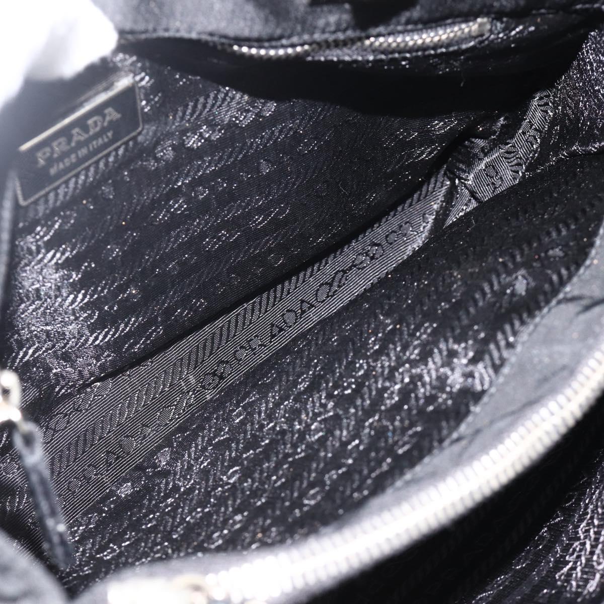 PRADA Hand Bag Nylon Black Silver Auth SW2225A