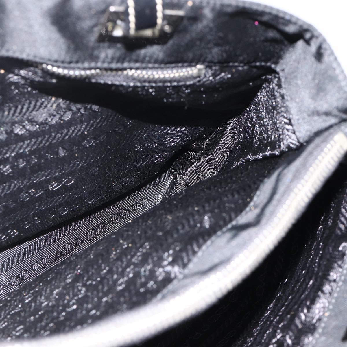 PRADA Hand Bag Nylon Black Silver Auth SW2225A