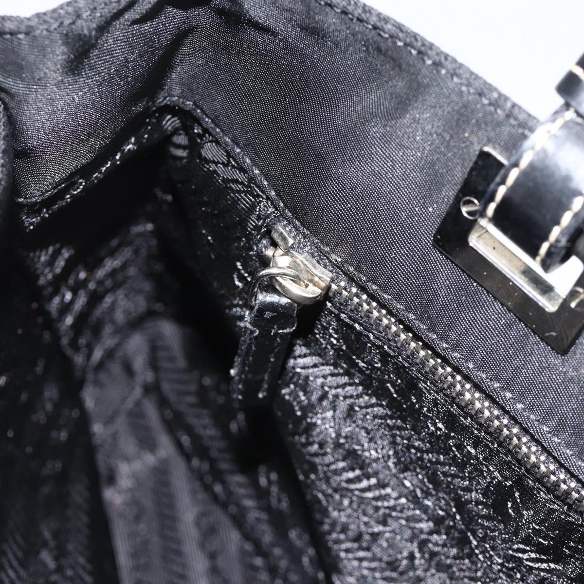 PRADA Hand Bag Nylon Black Silver Auth SW2225A